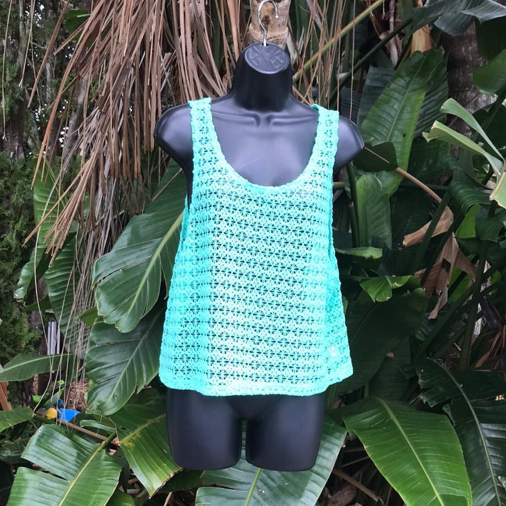 Pink crochet tank top